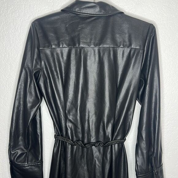 NWT Jonathan SIMKHAI Standard Hearst Faux Leather Midi Shirt Dress Black Size 8 - Picture 8 of 16